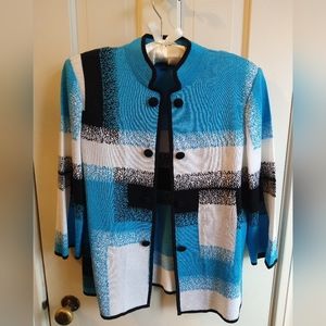 Ming Wang  Spring 3-PC  blue/black pantsuit, jacket (S) shell (PM) pant (PM)